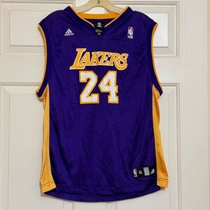Adidas Los Angeles Lakers #24 Kobe Bryant Purple & Gold Jersey Boys XL 18 20